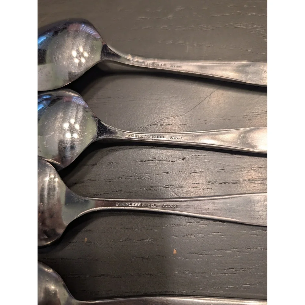 4 Vtg MCM Japan‎ Stainless Steel Spoons Minimalist Danish Modern Replacement Lot